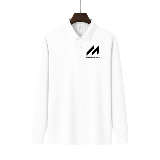 Polo Elegance blanc manche longue | Référence PML-002