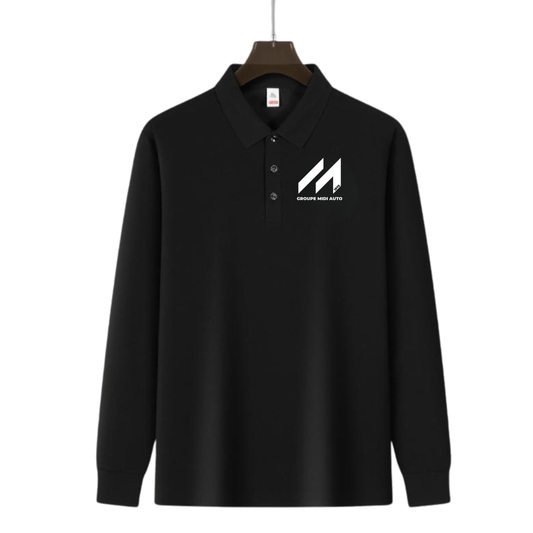 Polo Elegance noir manche longue | Référence PML-002