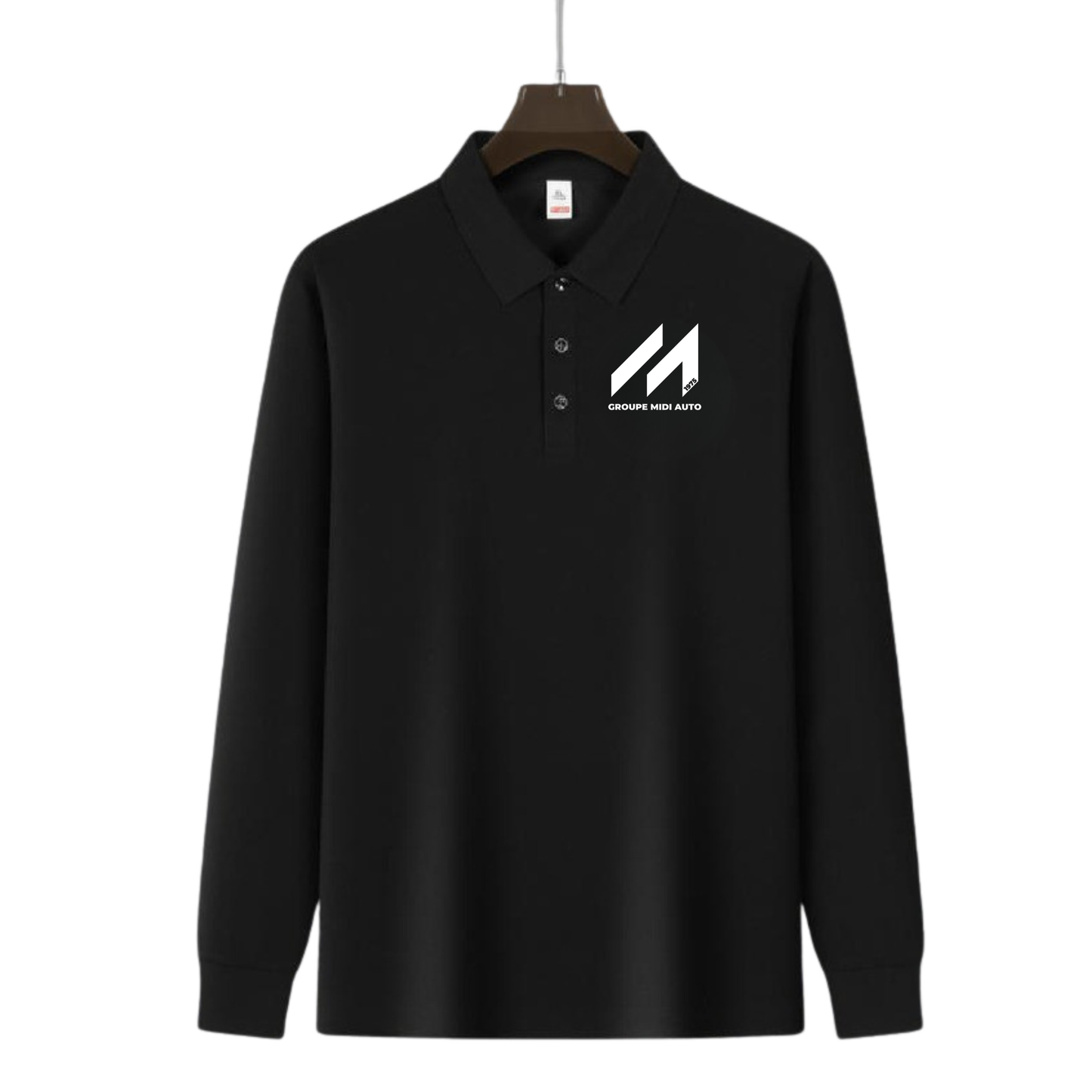 Polo Elegance noir manche longue | Référence PML-002